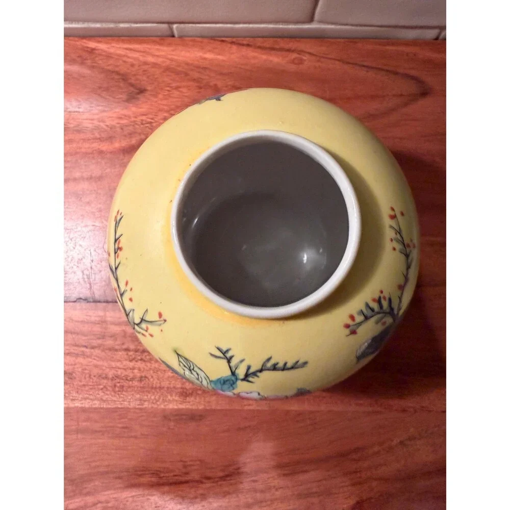 Vintage Yellow Chinoiserie Bud Vase, Japanese Famille Jaune Porcelain